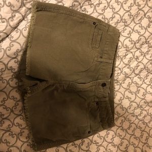 Green high waist shorts.